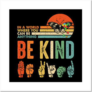 Be Kind Autism Awareness ASL Mom Teacher Kindness Posters and Art